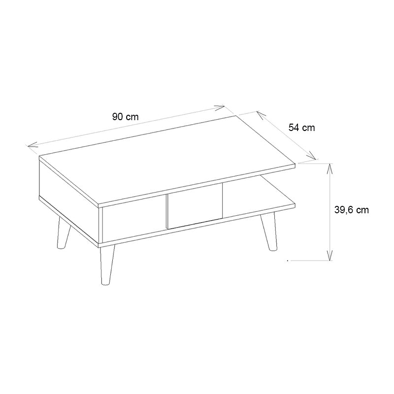 Τραπεζάκι Σαλονιού Andros Χρώμα Sapphire Oak - Λευκό Εφέ Μαρμάρου 90x54x39,6