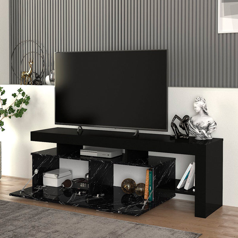 Έπιπλο Τηλεόρασης Acnes Χρώμα Μαύρο - Μαύρο Εφέ Μαρμάρου 160X40X53