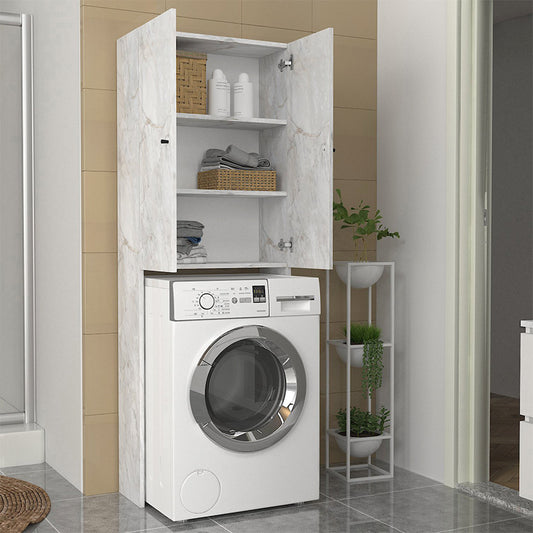 Έπιπλο Πλυντηρίου Romme Χρώμα Λευκό Εφέ Μαρμάρου 65x27,1x180