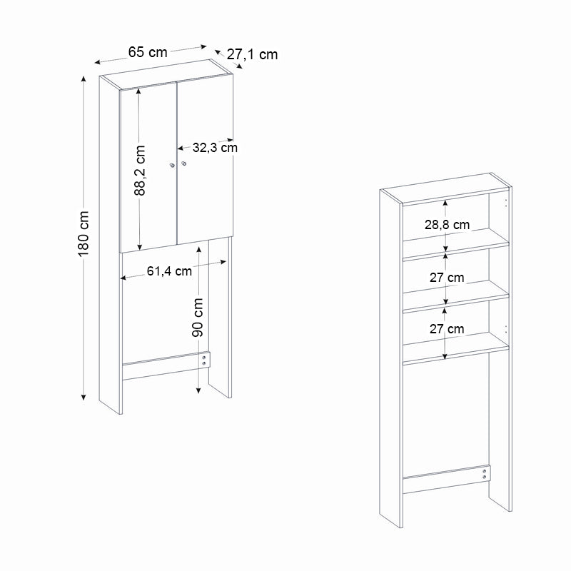 Έπιπλο Πλυντηρίου Romme Χρώμα Λευκό Εφέ Μαρμάρου 65x27,1x180