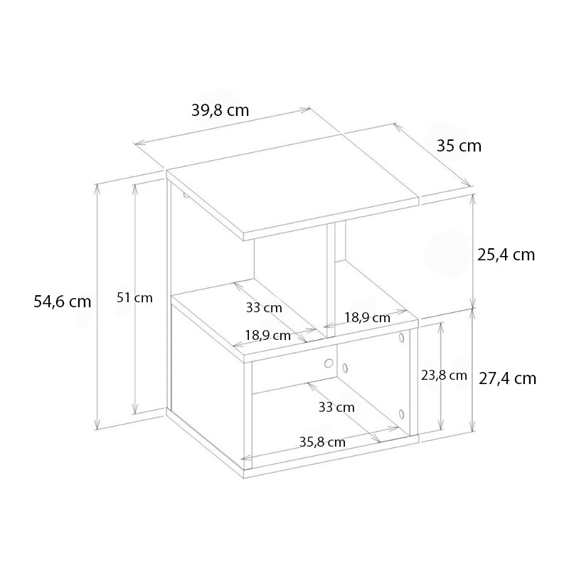 Κομοδίνο - Τραπεζάκι Βοηθητικό Entiero Χρώμα Λευκό 39,8x35x54,6