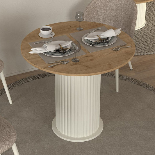 Τραπέζι Bohema Χρώμα Ivory - Sepet Oak Ø90x77,7