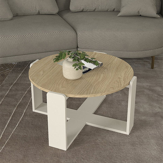 Τραπεζάκι Σαλονιού Rebel Χρώμα Rota Oak - Sandstone Ø70x38