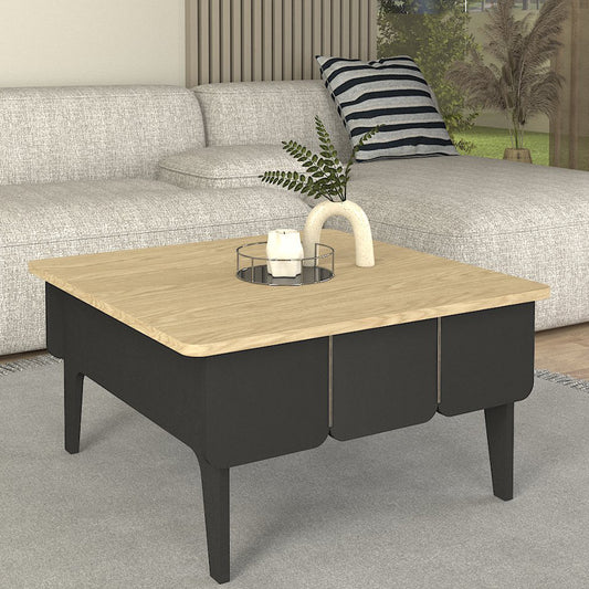 Τραπεζάκι Σαλονιού Pedro Χρώμα Ανθρακί - Rota Oak 73,2x73,2x38,6