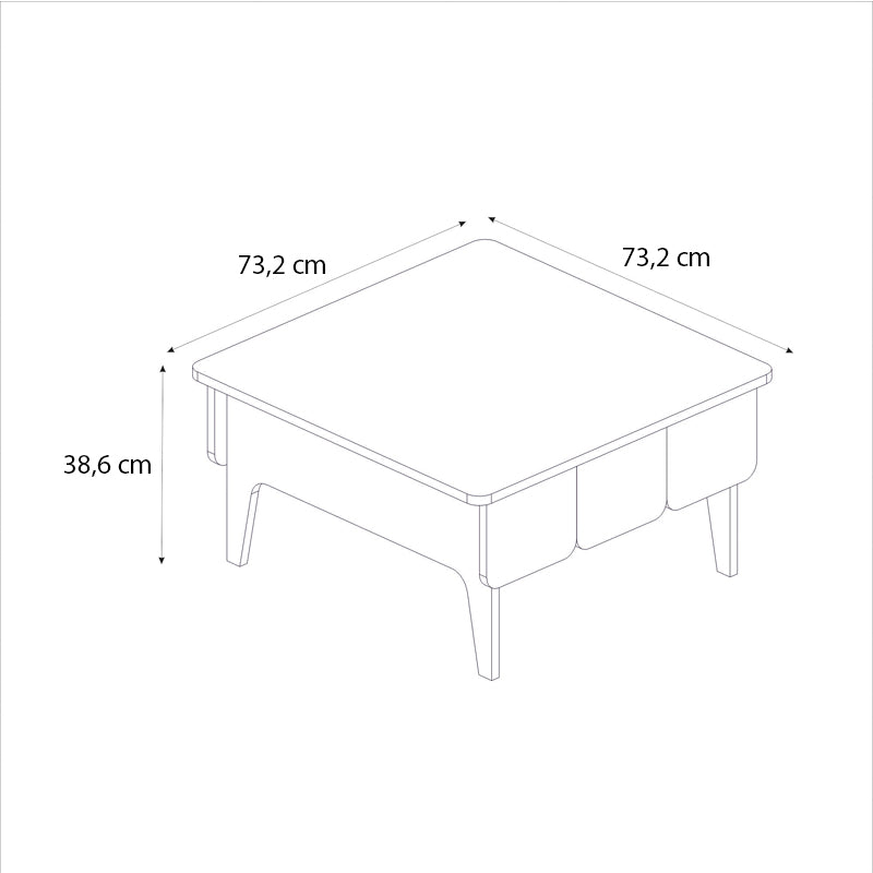 Τραπεζάκι Σαλονιού Pedro Χρώμα Ανθρακί - Rota Oak 73,2x73,2x38,6