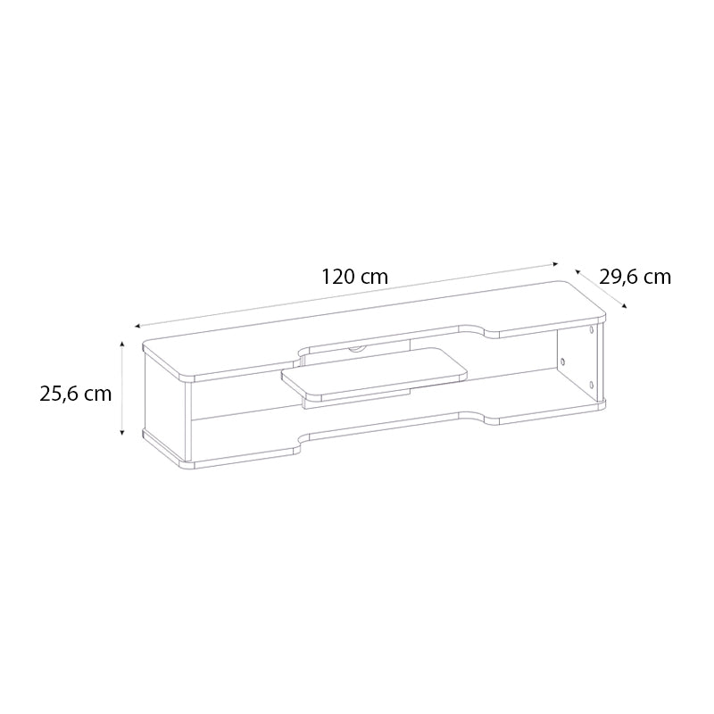 Έπιπλο Τηλεόρασης Επιτοίχιο Perry Χρώμα Λευκό 120x29,6x25,6