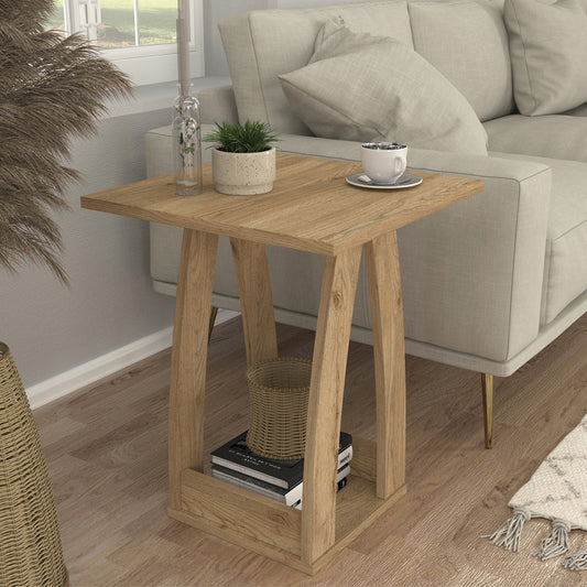 Τραπεζάκι Βοηθητικό - Κομοδίνο Deros Χρώμα Sepet Oak 45x45x56