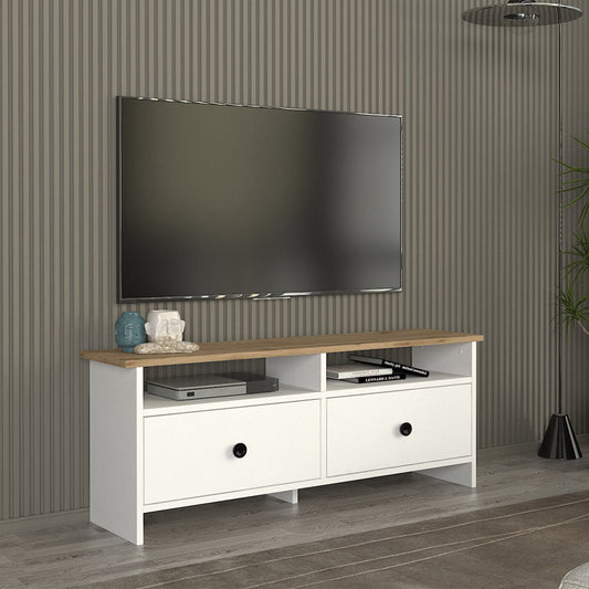 Έπιπλο Τηλεόρασης Gradias Χρώμα Λευκό - Sapphire Oak 120x29,6x46,8