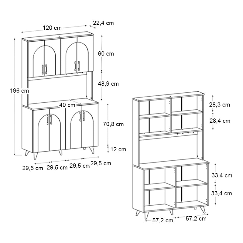 Έπιπλο Κουζίνας Kalira 4 Χρώμα Λευκό - Rota Oak 120x40x196