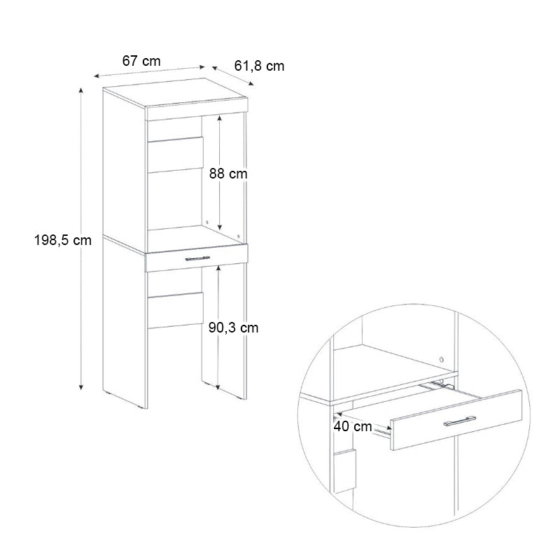 Washing Machine - Dryer Cabinet Fika Color Sapphire Oak 67x61.8x198.5