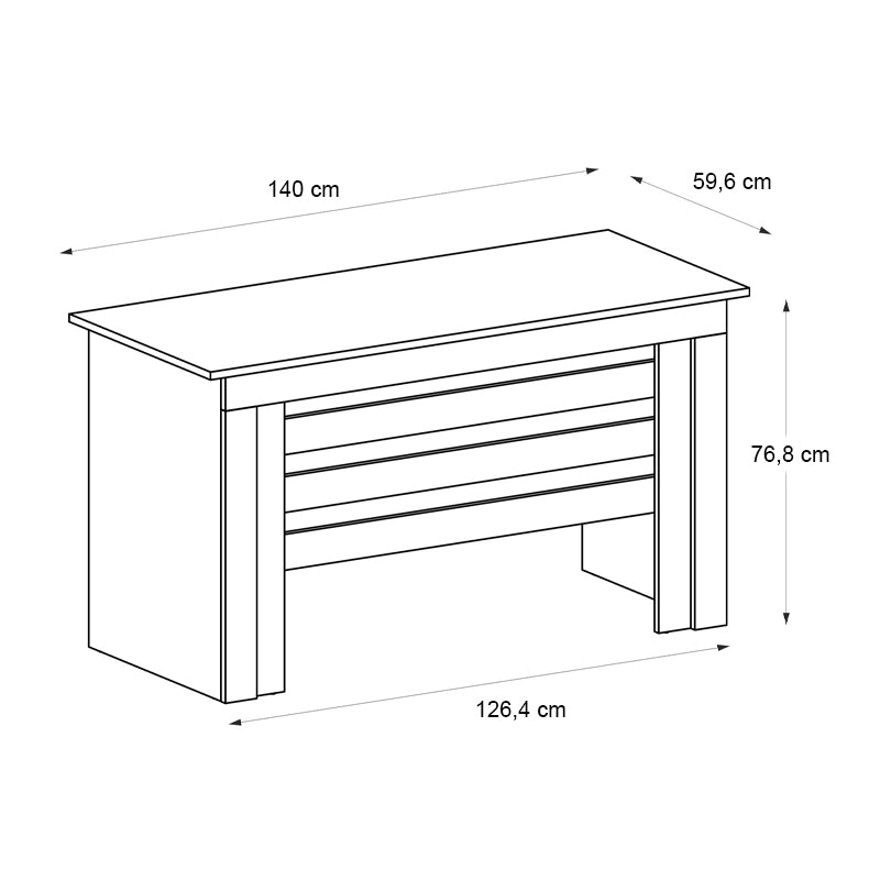 Γραφείο Εργασίας Epito Χρώμα Ανθρακί - Sepet Oak 140x59,6x76,8