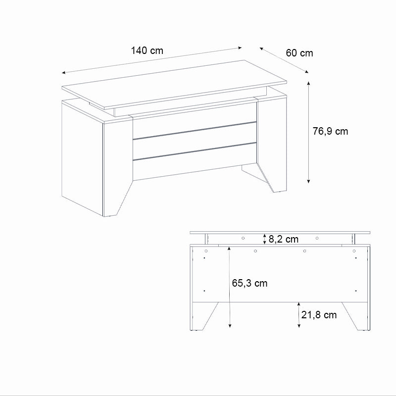 Γραφείο Εργασίας Remida Χρώμα Sepet Oak - Ανθρακί 140x60x76,9