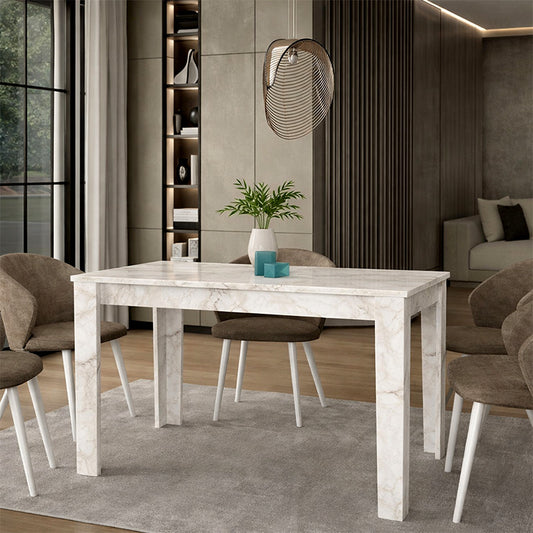 Τραπέζι Darlen Χρώμα Λευκό Εφέ Μαρμάρου 125x72x74