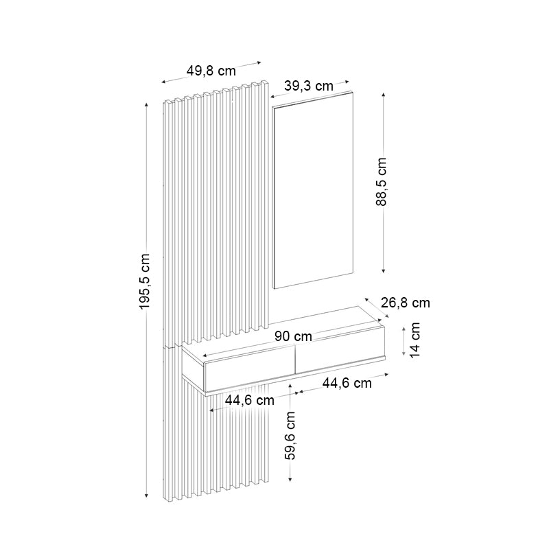 Έπιπλο Εισόδου Elois Χρώμα Λευκό - Sepet Oak 96,6x26,8x195,5