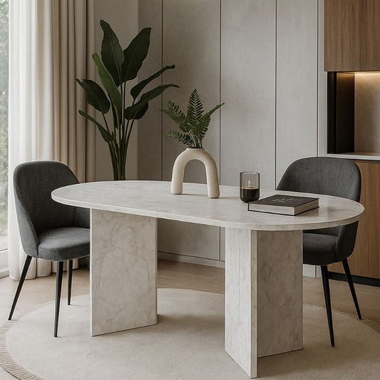 Τραπέζι Cortado Χρώμα Λευκό Εφέ Μαρμάρου 138x80x75