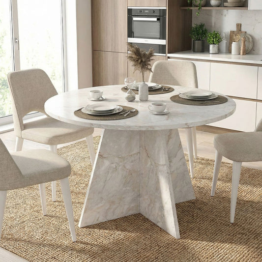 Τραπέζι Tailor Χρώμα Λευκό Εφέ Μαρμάρου Ø120x75,7