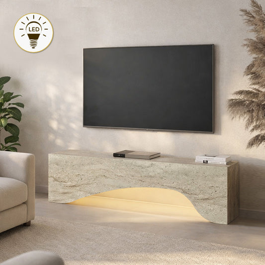 Έπιπλο Τηλεόρασης Mara με LED Χρώμα Travertine 150x31,4x40