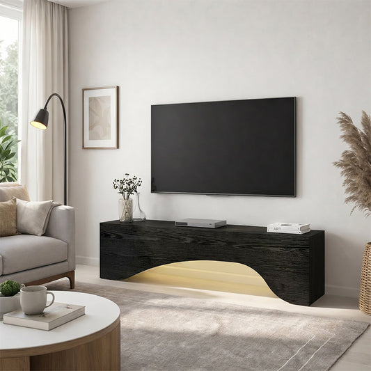 Έπιπλο Τηλεόρασης Mara με LED Χρώμα Sencron Black 150x31,4x40