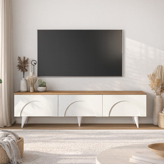 Έπιπλο Τηλεόρασης Bono Χρώμα Λευκό - Sepet Oak 150x32,3x42,1