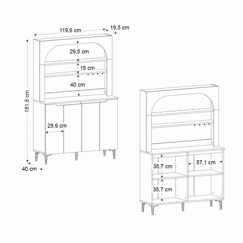 Έπιπλο Κουζίνας με LED Melinta 4 Χρώμα Λευκό 120x40x181,8