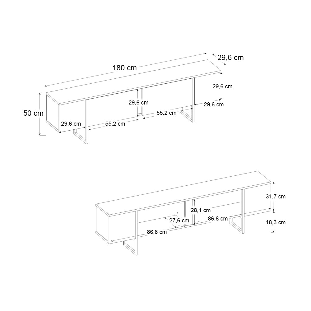 Έπιπλο Τηλεόρασης Orontes Χρώμα Λευκό - Χρυσό 180x29,6x50
