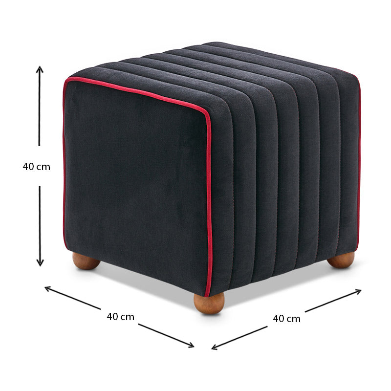 Σκαμπώ Mona Βελούδινο Χρώμα Μαύρο 40x40x40