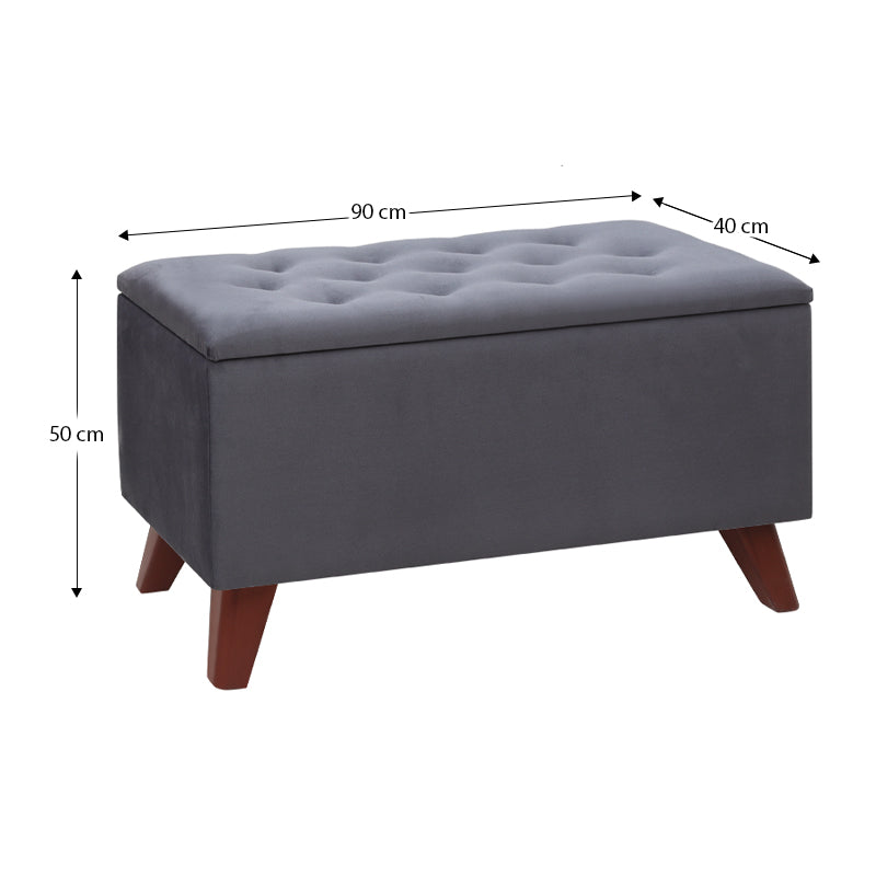 Σκαμπώ - Ταμπουρέ Lotus Βελούδινο Χρώμα Ανθρακί 90x40x50