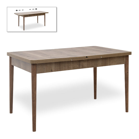 Τραπέζι Bruno Επεκτεινόμενο Από MDF/Ξύλο Χρώμα Ανοιχτό Καρυδί 130/168X80X77