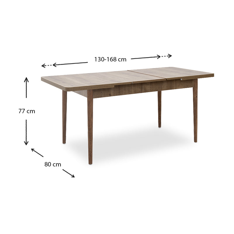Τραπέζι Bruno Επεκτεινόμενο Από MDF/Ξύλο Χρώμα Ανοιχτό Καρυδί 130/168X80X77