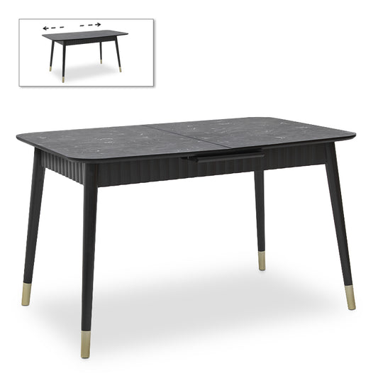 Τραπέζι Nero Επεκτεινόμενο Από MDF/Ξύλο Χρώμα Μαύρο Εφέ Μαρμάρου 124/152X80X74