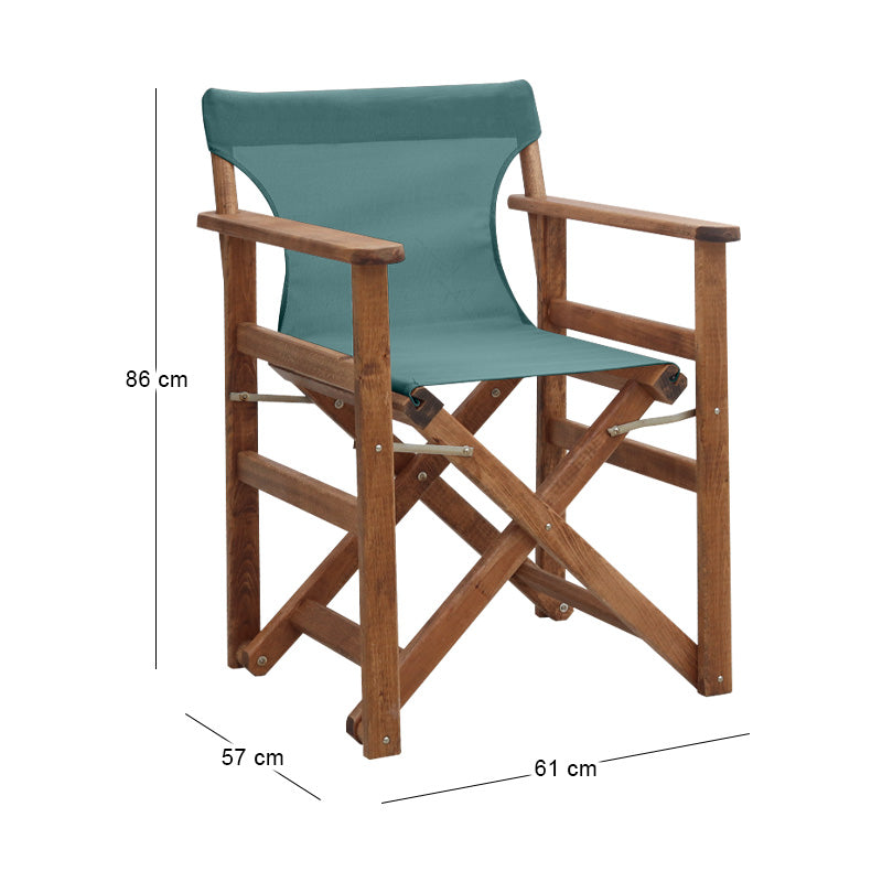 Director's Chair Queen, Solid Beech Wood, Walnut Impregnated, with Perforated Cypress Fabric, 61x57x86