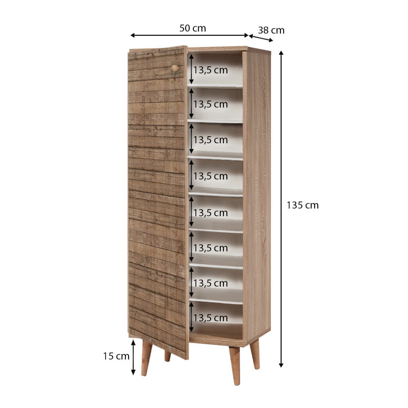 Παπουτσοθήκη - Ντουλάπι Soho από Μελαμίνη Χρώμα Sonoma 50x38x135