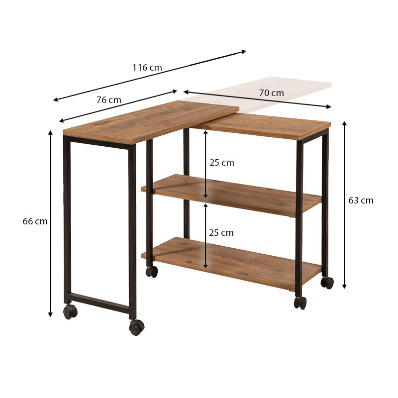 Τραπεζάκι Βοηθητικό Frenk Πολυμορφικό Μεταλλικό - Μελαμίνης Χρώμα Atlantic Pine 76x30x66