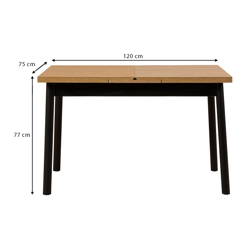 Τραπέζι Jemmy Επεκτεινόμενο Από Μελαμίνη Χρώμα Φυσικό - Μαύρο 120/153X75X77