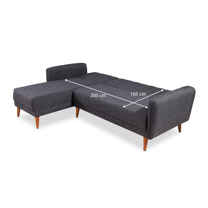Γωνιακός Καναπές - Κρεβάτι Nathan Αριστερή Γωνία Υφασμάτινος Χρώμα Ανθρακί 225X150X85