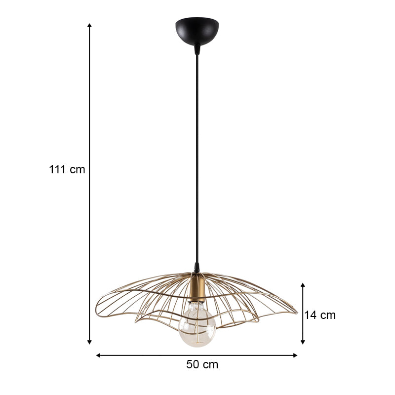 Φωτιστικό Οροφής Yildo E27 Μεταλλικό Μονόφωτο Χρώμα Χρυσό Vintage Φ50x111