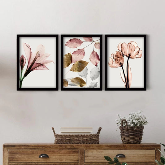 Πίνακας Pink Flowers 3 Τμχ. σε Πλαίσιο 35x45x2