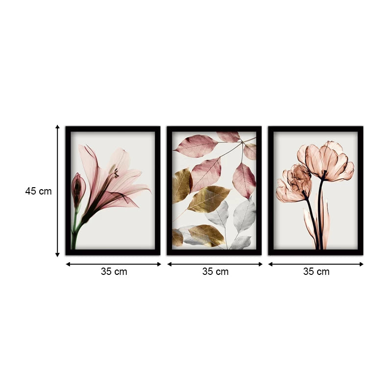 Πίνακας Pink Flowers 3 Τμχ. σε Πλαίσιο 35x45x2