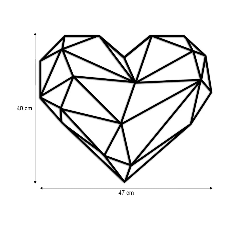 Διακοσμητικό Τοίχου Heart Μεταλλικό Χρώμα Μαύρο 47x40