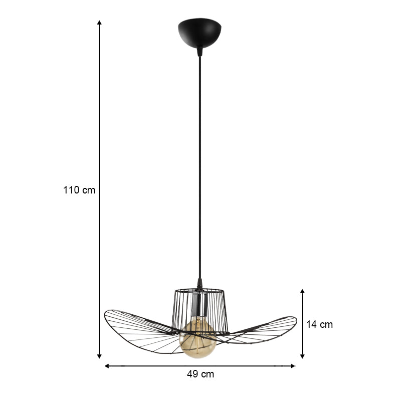 Φωτιστικό Οροφής Tel E27 Μεταλλικό Μονόφωτο Χρώμα Μαύρο Φ49x110