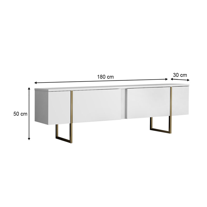 Έπιπλο Τηλεόρασης Luxe Χρώμα Λευκό - Χρυσό 180x30x50