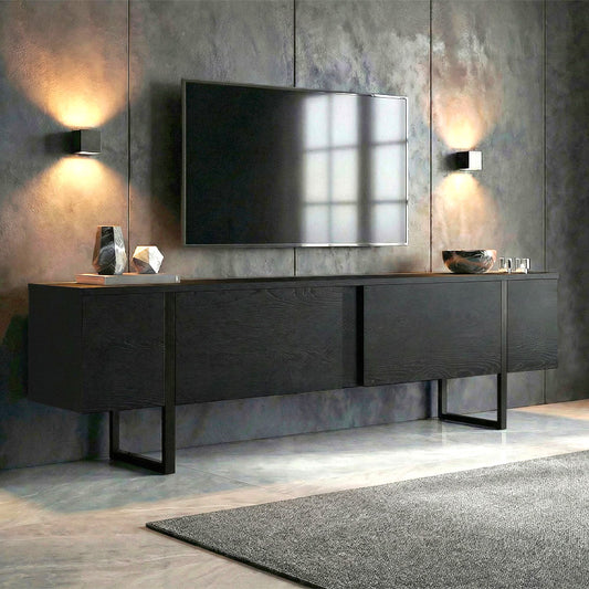 Έπιπλο Τηλεόρασης Luxe Χρώμα Black Wood 180x30x50