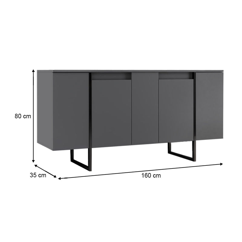 Μπουφές Luxe Χρώμα Ανθρακί 160x35x80