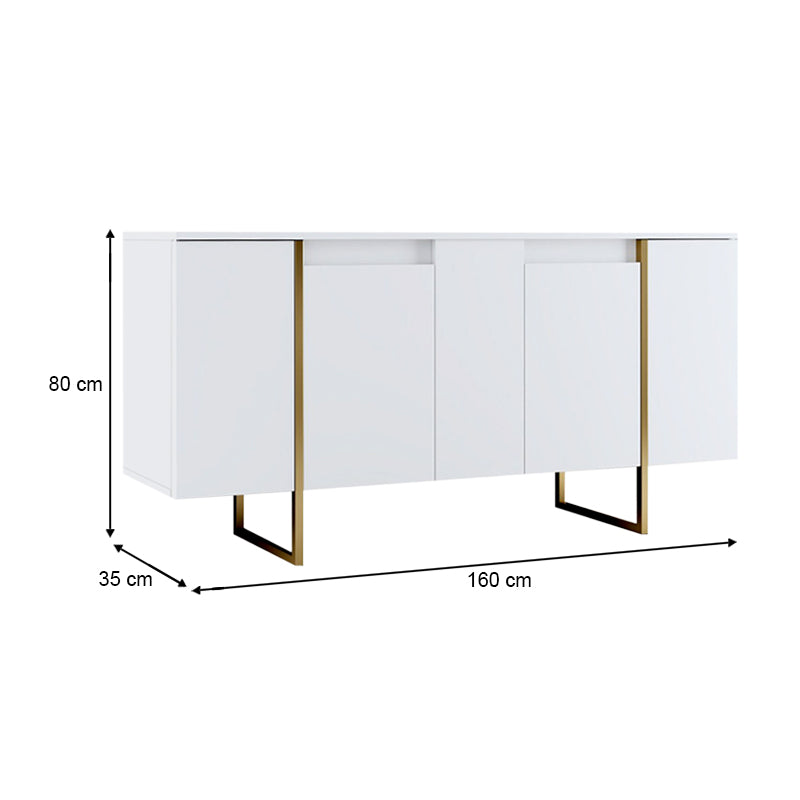 Μπουφές Luxe Χρώμα Λευκό - Χρυσό 160x35x80