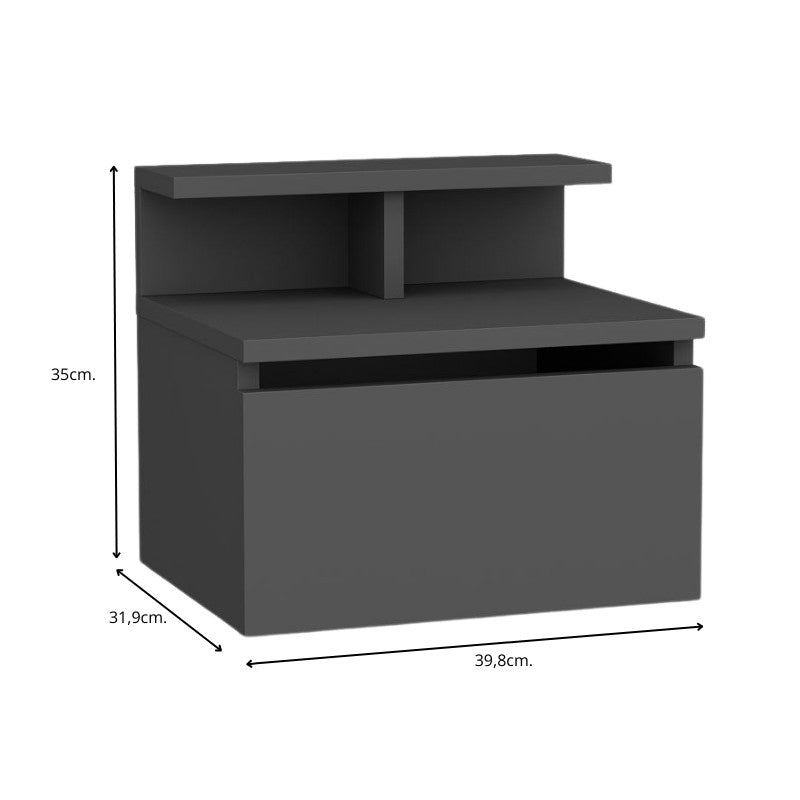 Κομοδίνο Επιτοίχιο Arsen Χρώμα Ανθρακί 39,8x31,9x35