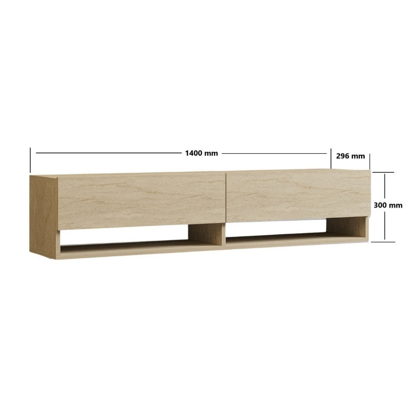 Έπιπλο Τηλεόρασης Επιτοίχιο Arges Χρώμα Travertine 140x29,6x30