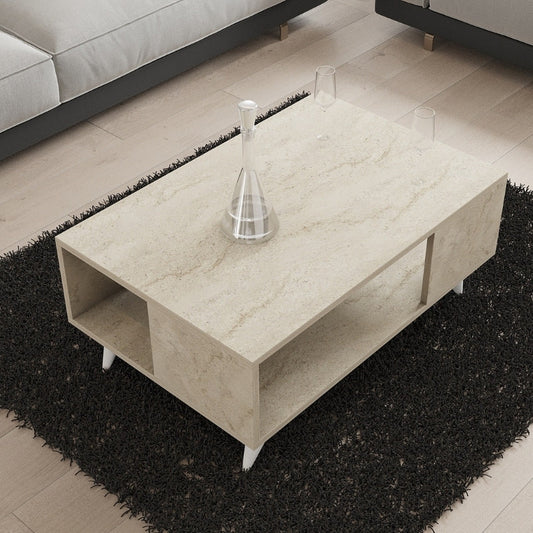 Τραπεζάκι Σαλονιού Yuka Χρώμα Travertine 90x60x39,5
