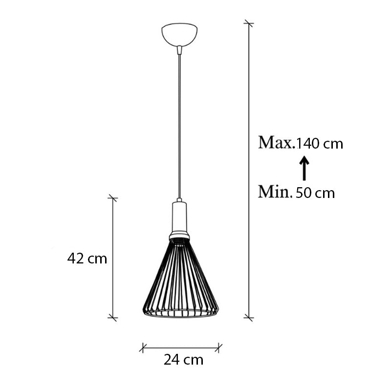 Φωτιστικό Οροφής Mentor E27 Μεταλλικό Μονόφωτο Χρώμα Μαύρο Ø24x140