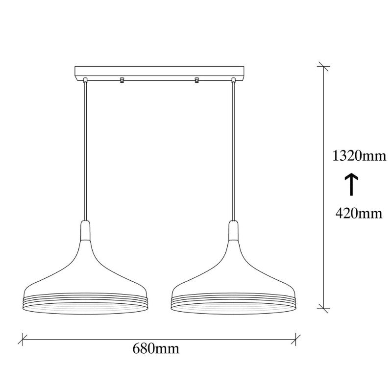 Φωτιστικό Οροφής Franko E27 Μεταλλικό Δίφωτο Χρώμα Μαύρο - Χρυσό 68x36x132
