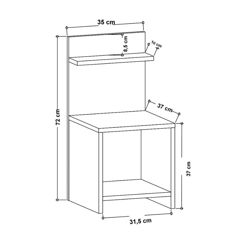Κομοδίνο Ulman Χρώμα Ανθρακί 35x37x72